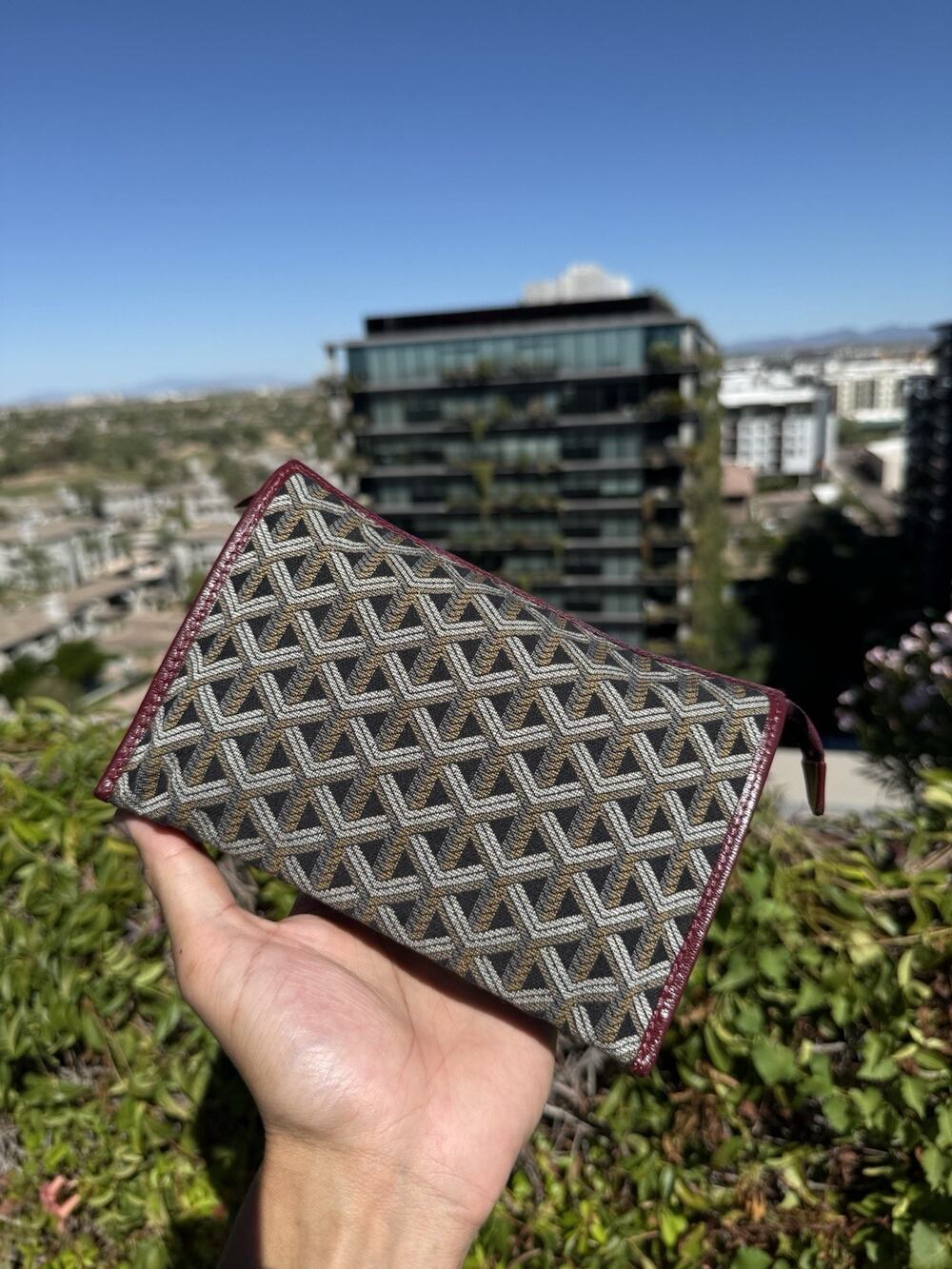 Vintage Goyard Clutch Travel Pouch Woven Chevron Canvas Leather 233 Paris